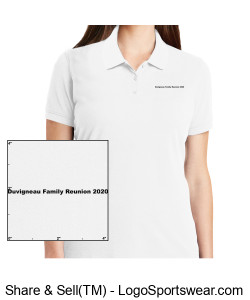 Women White Polo Shirt with black writing Design Zoom